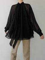 chiffon tie long blouse