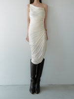 luminous gathered dress