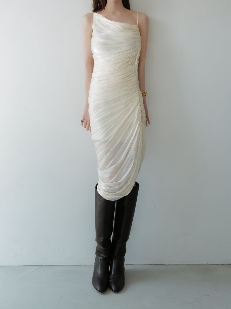 luminous gathered dress
