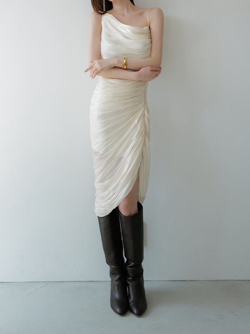 luminous gathered dress