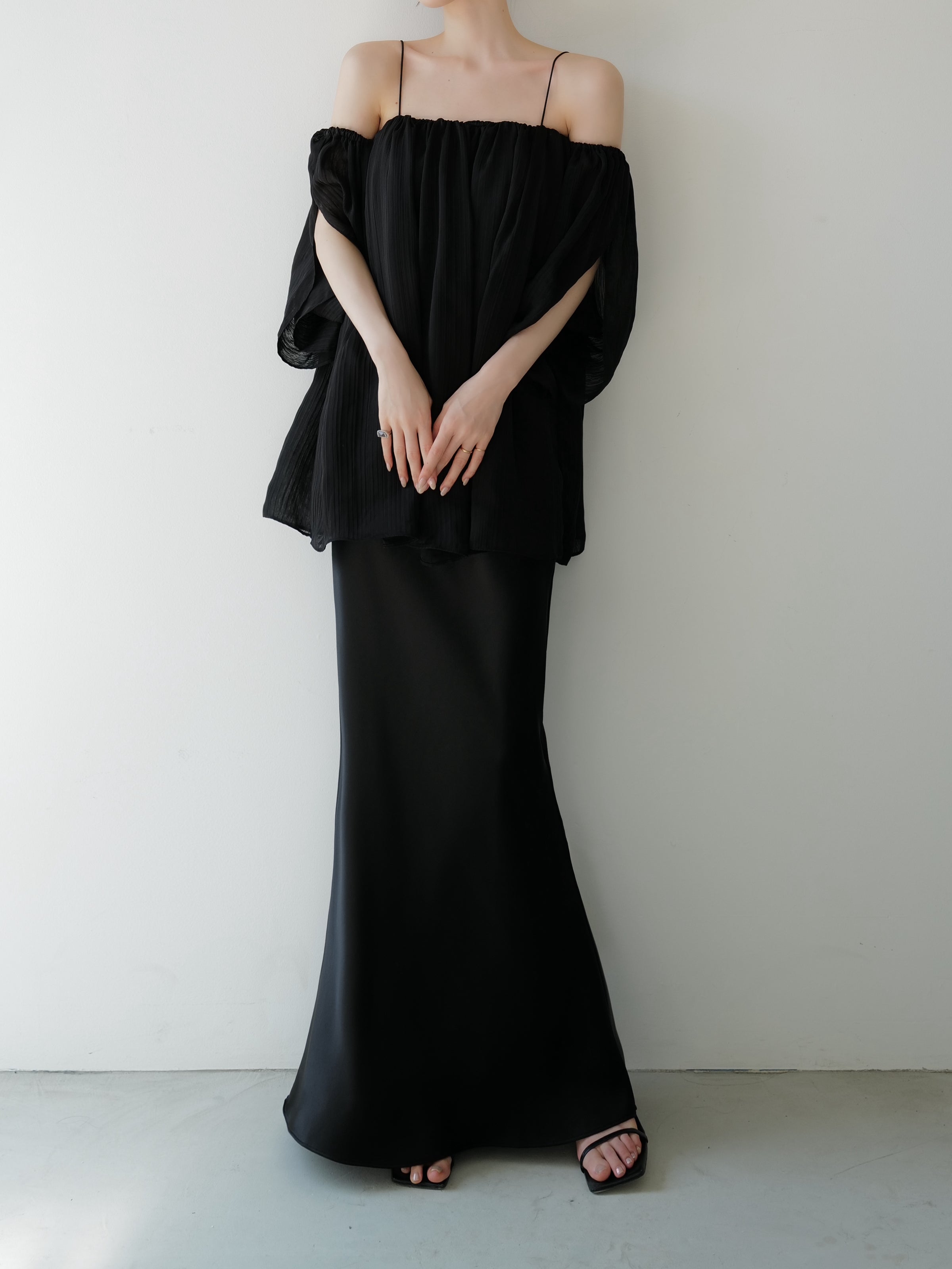 silky satin long skirt