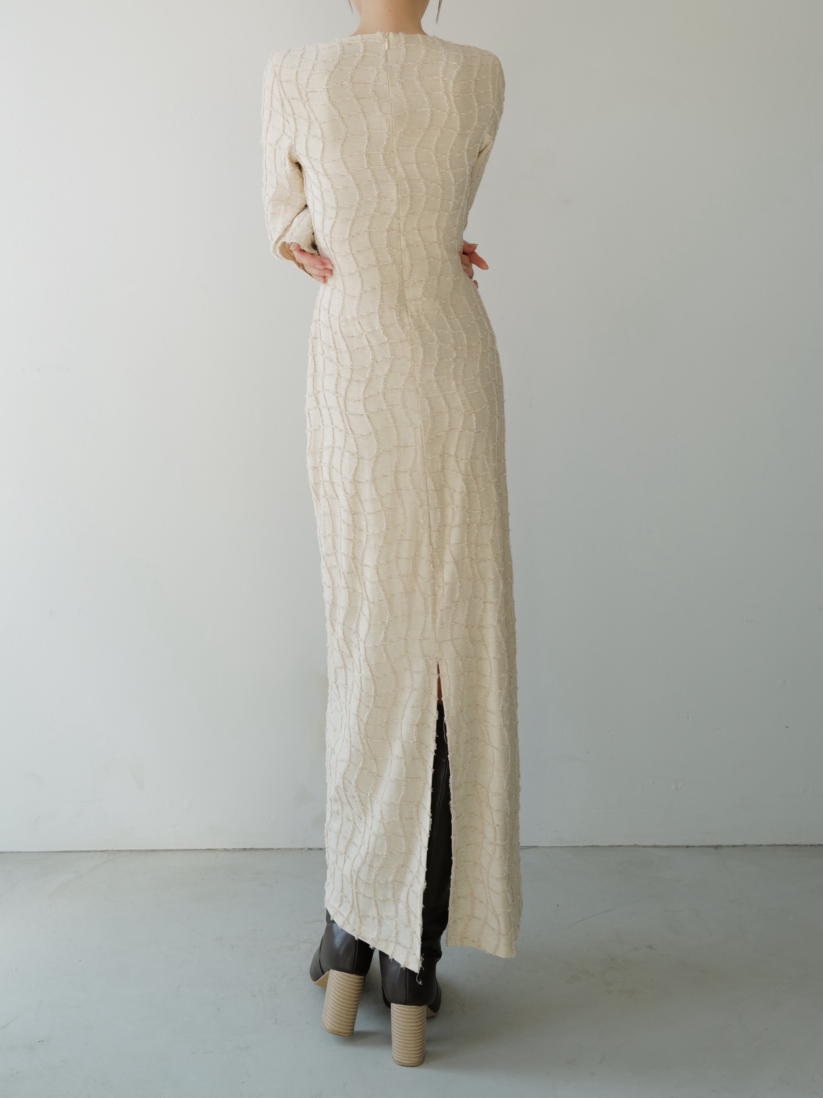 celon/wavy tile pattern dress 新品未使用 wavy tile pattern long sleeve dress – célon