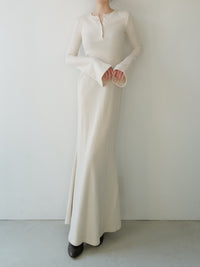 bell sleeve wool dress