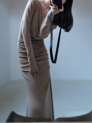 shirring drape dress – célon