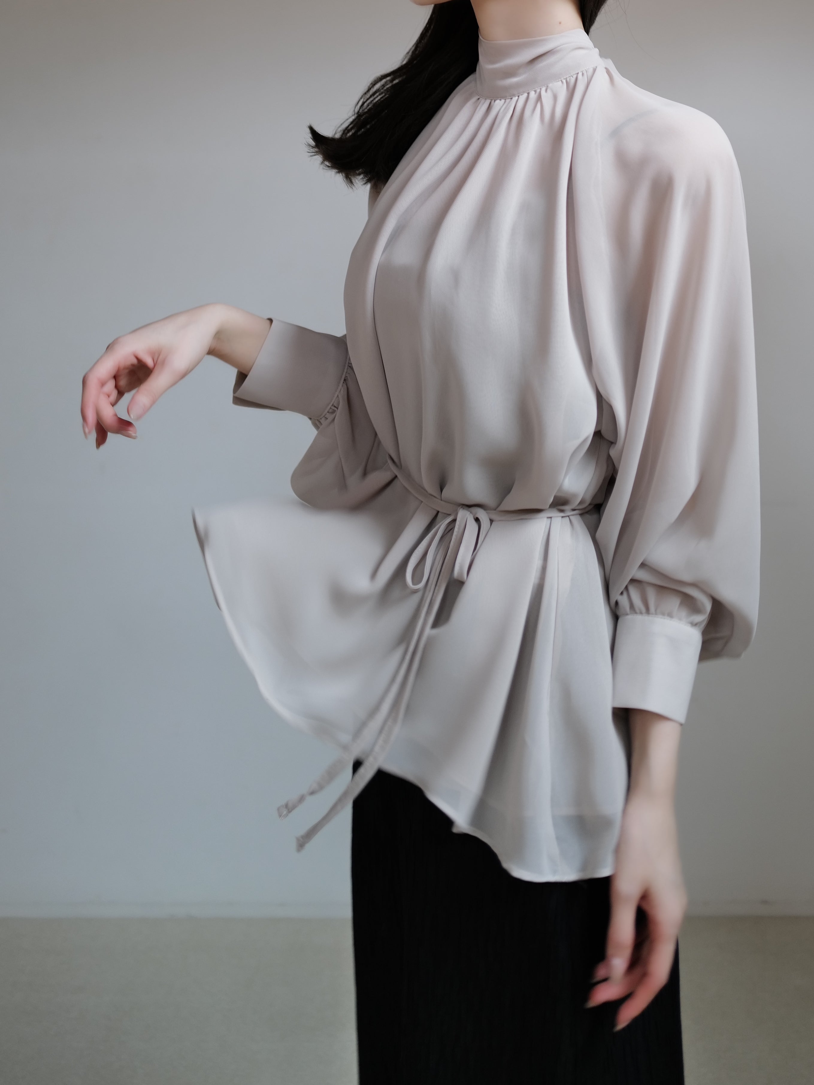 chiffon tie long blouse