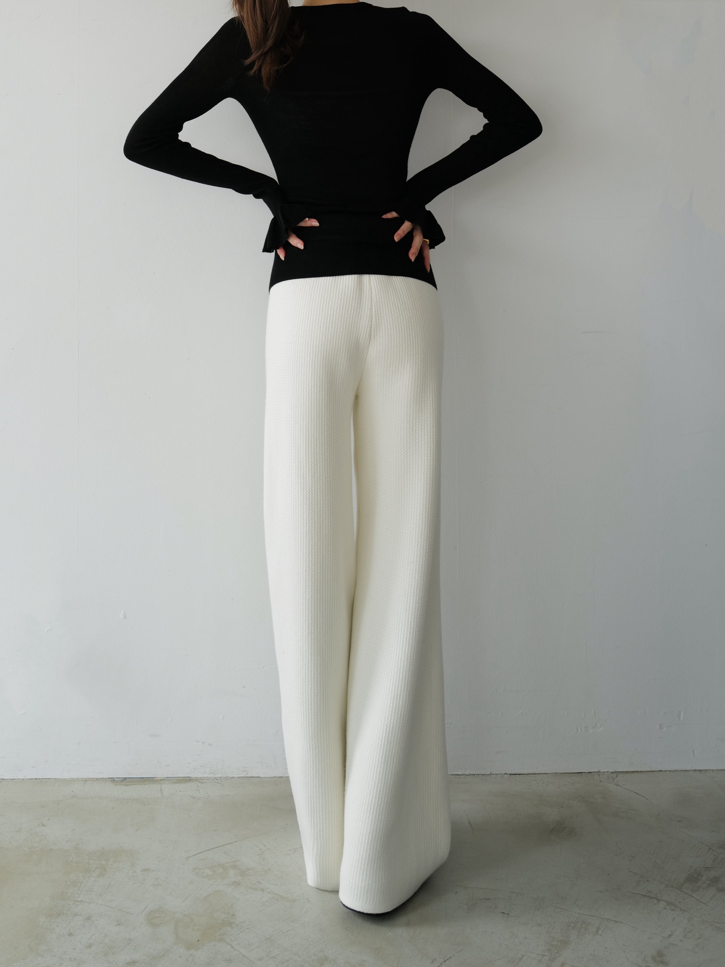 brushed seed stitch knit pants