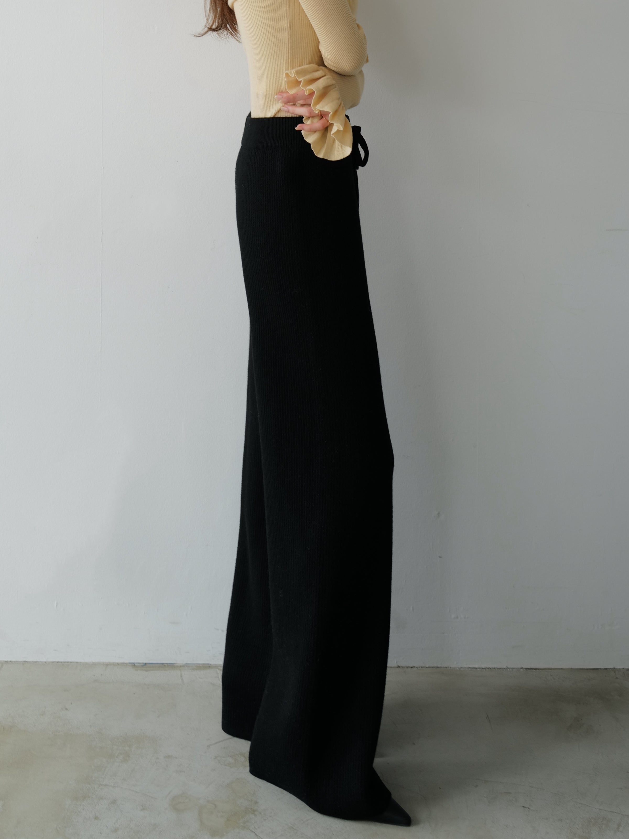 brushed seed stitch knit pants