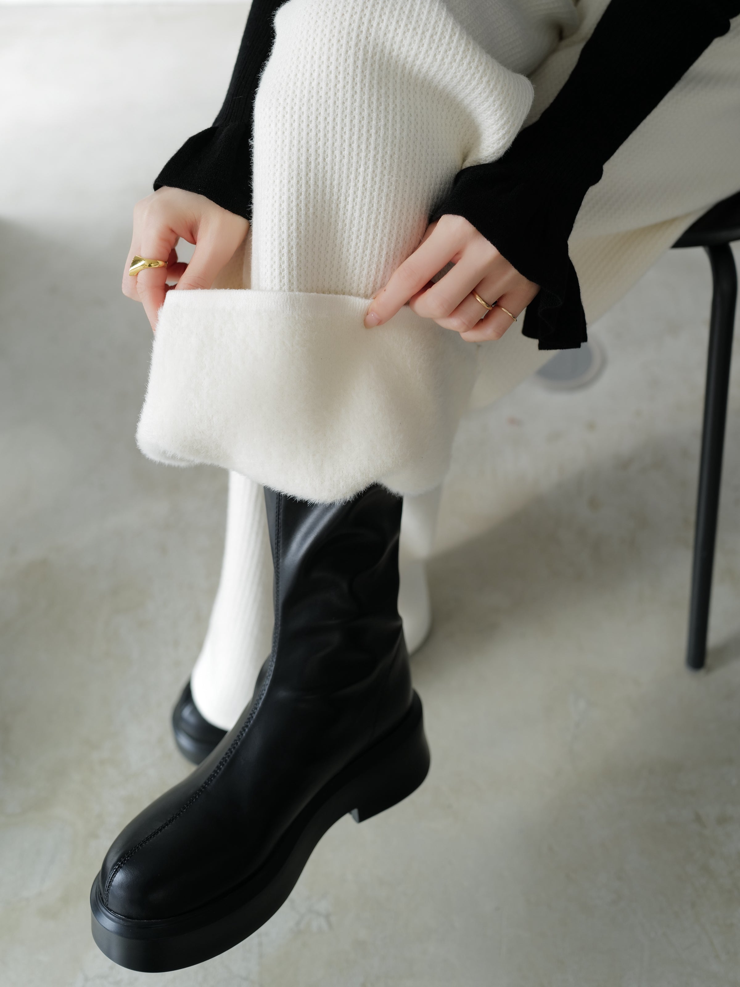 brushed seed stitch knit pants