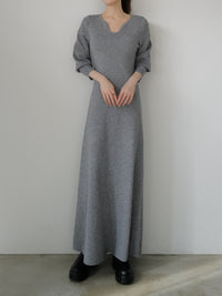 design neck flared long dress