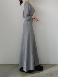 design neck flared long dress