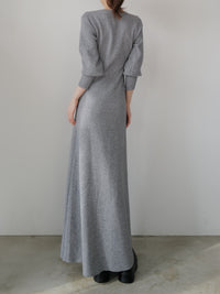 design neck flared long dress