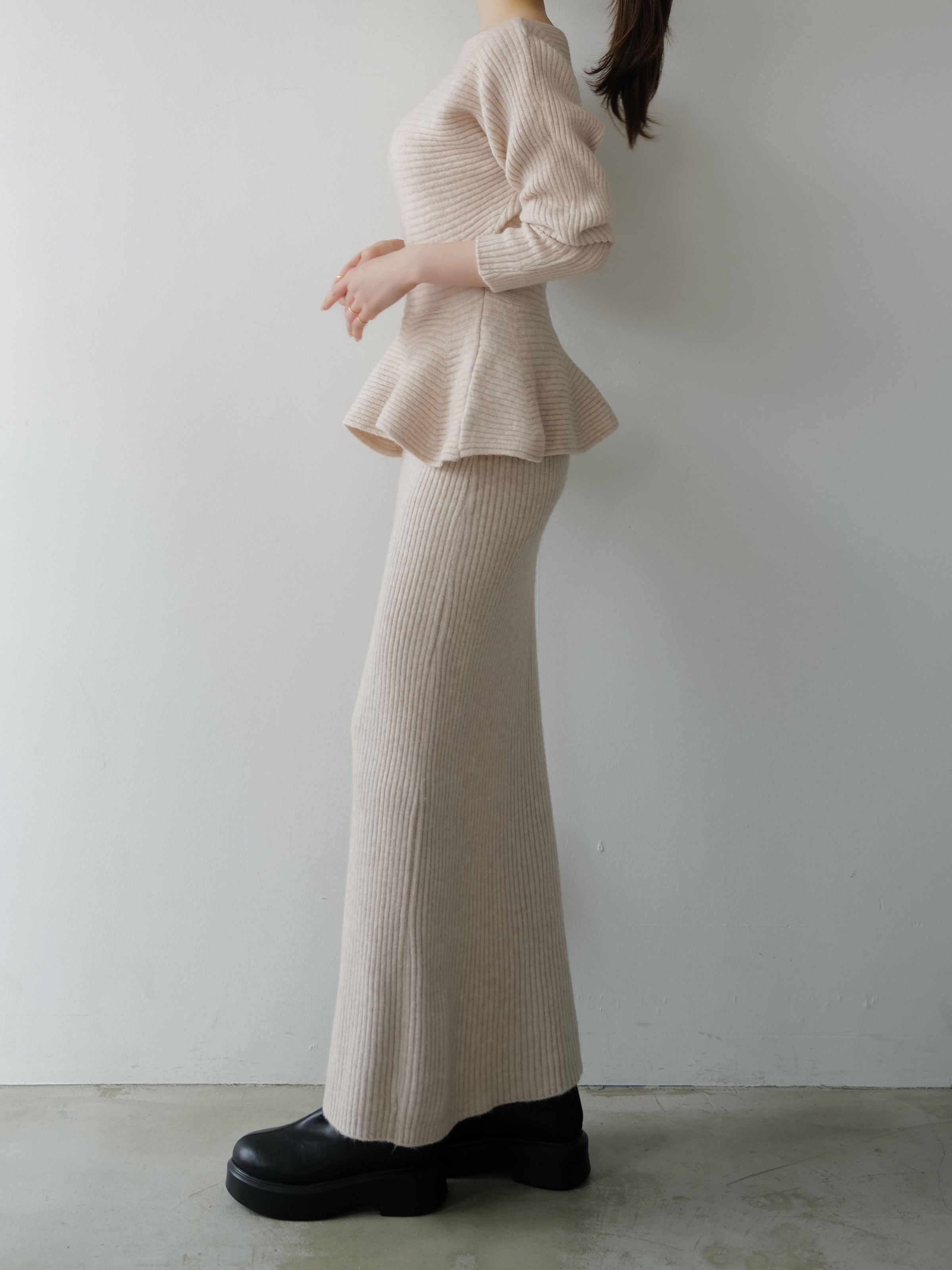 textured peplum knit set