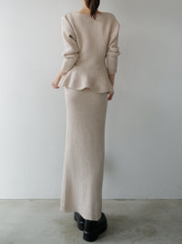 textured peplum knit set