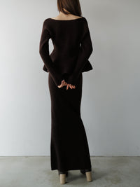 textured peplum knit set