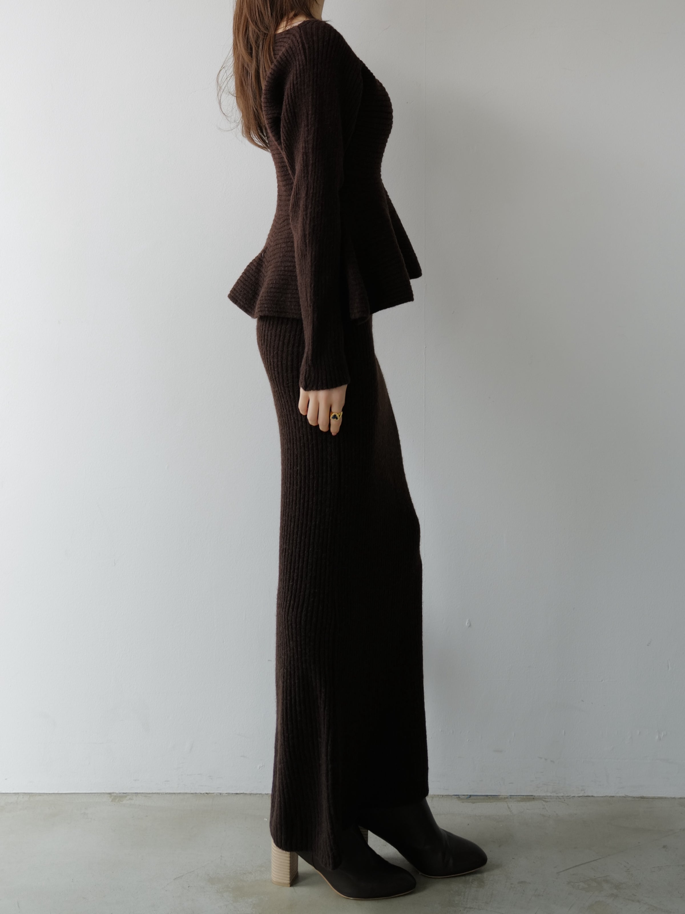 textured peplum knit set