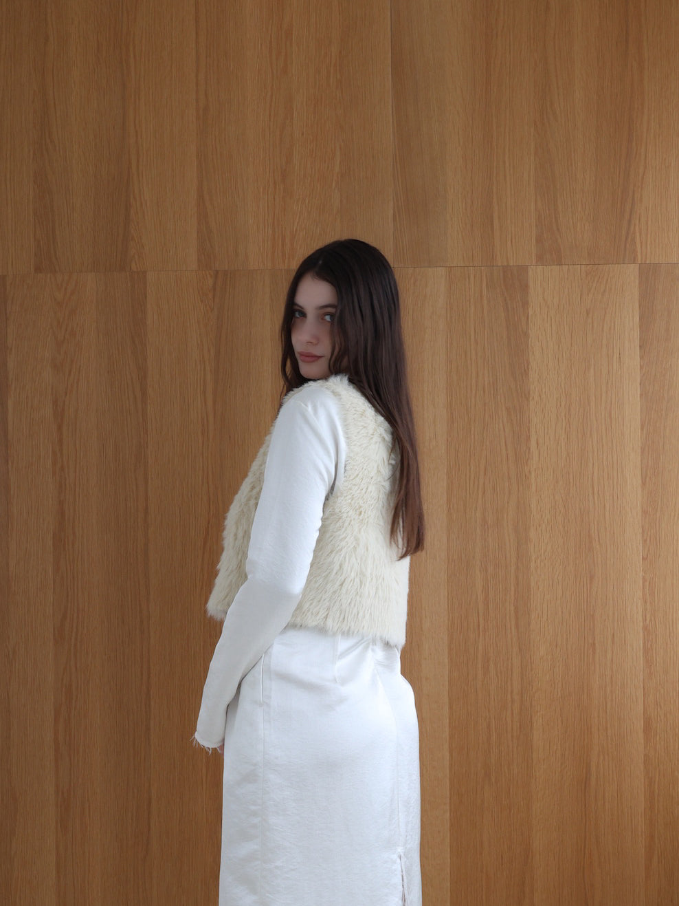 mink-like fur short vest