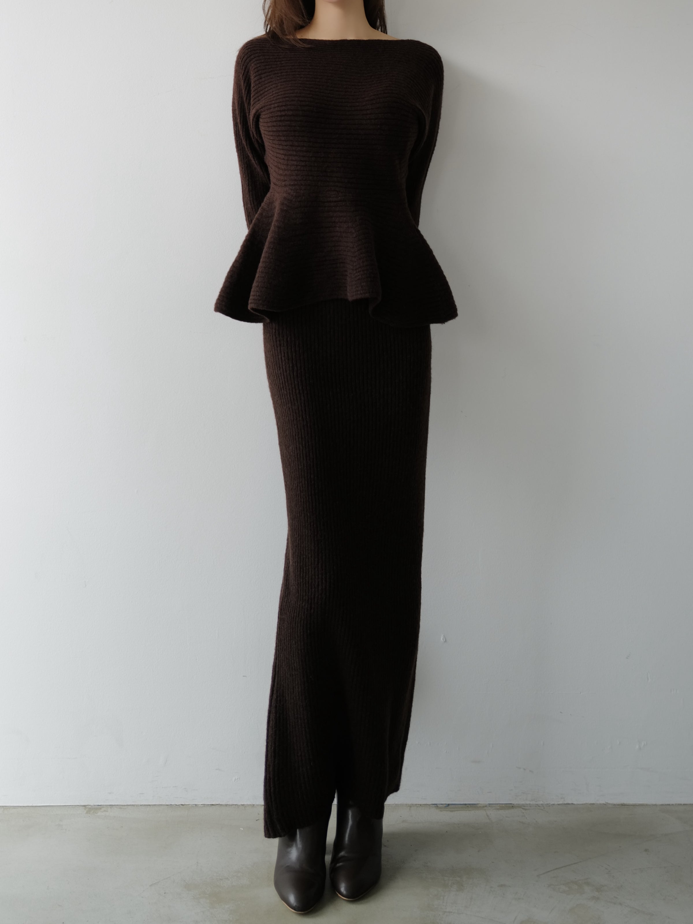 textured peplum knit set