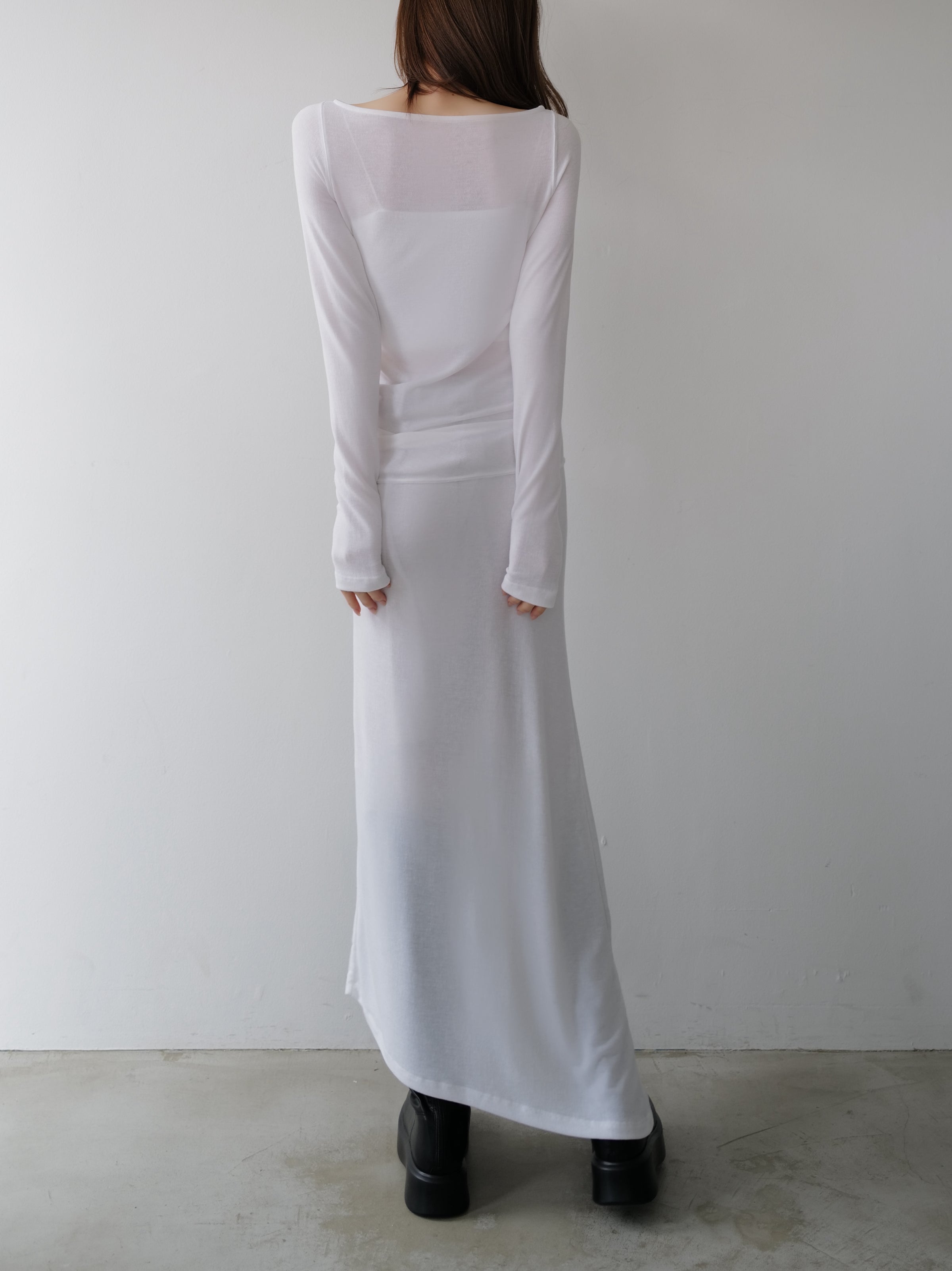 silky fitted off shoulder long dress