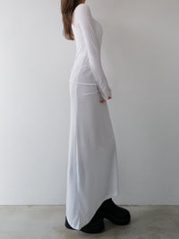 silky fitted off shoulder long dress