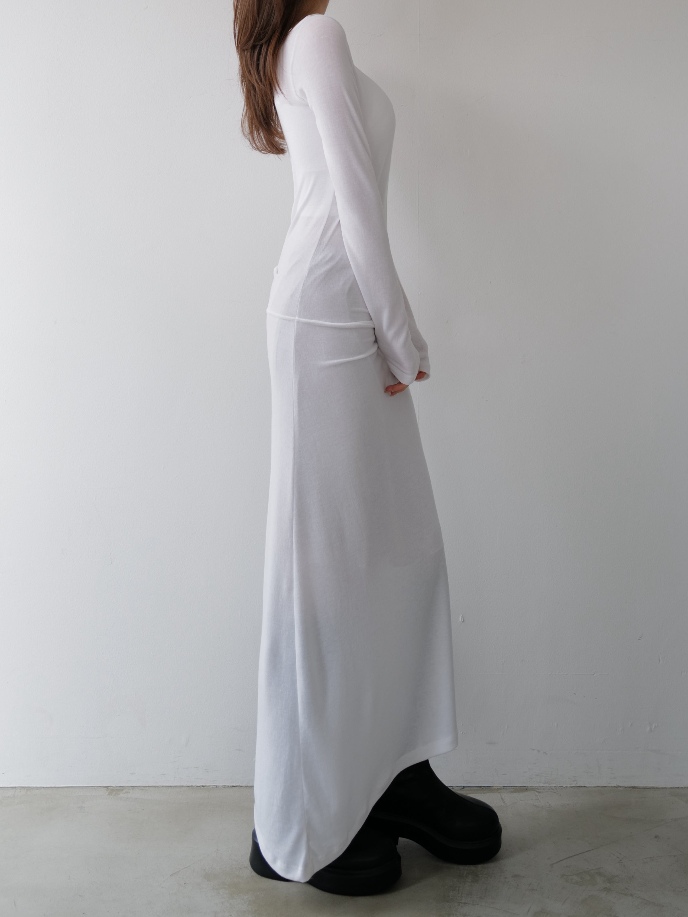 silky fitted off shoulder long dress