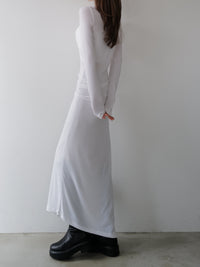 silky fitted off shoulder long dress