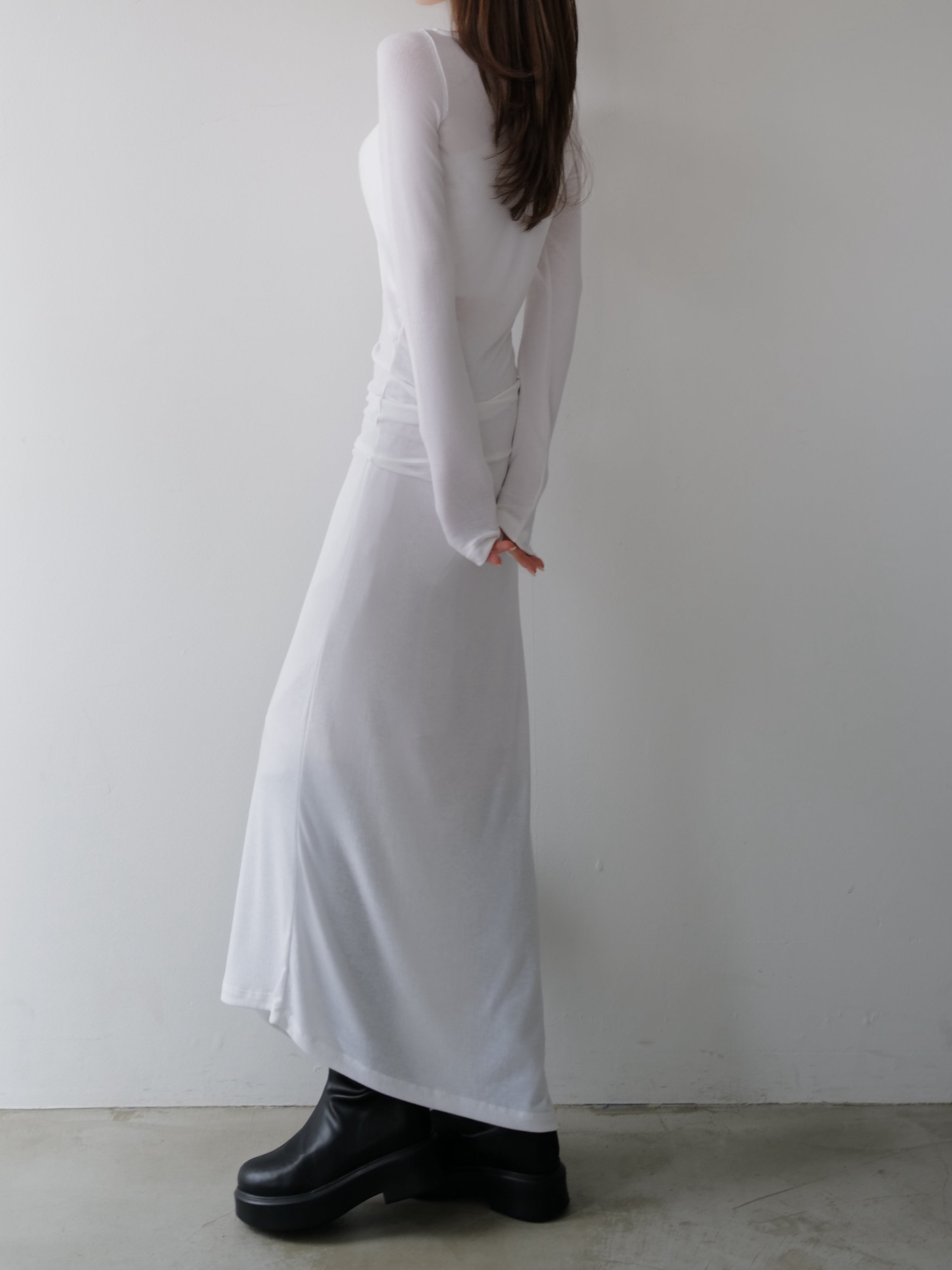 silky fitted off shoulder long dress