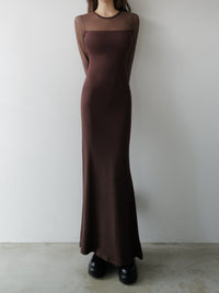 soft sheer neck maxi dress