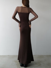 soft sheer neck maxi dress