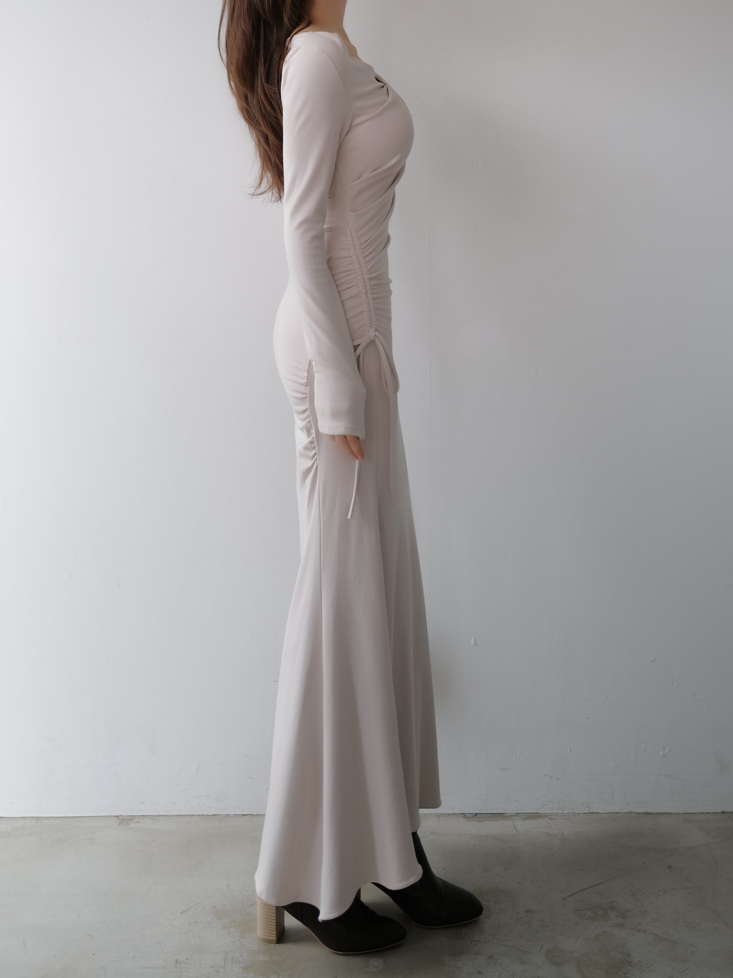 luxe shirring asymmetric dress