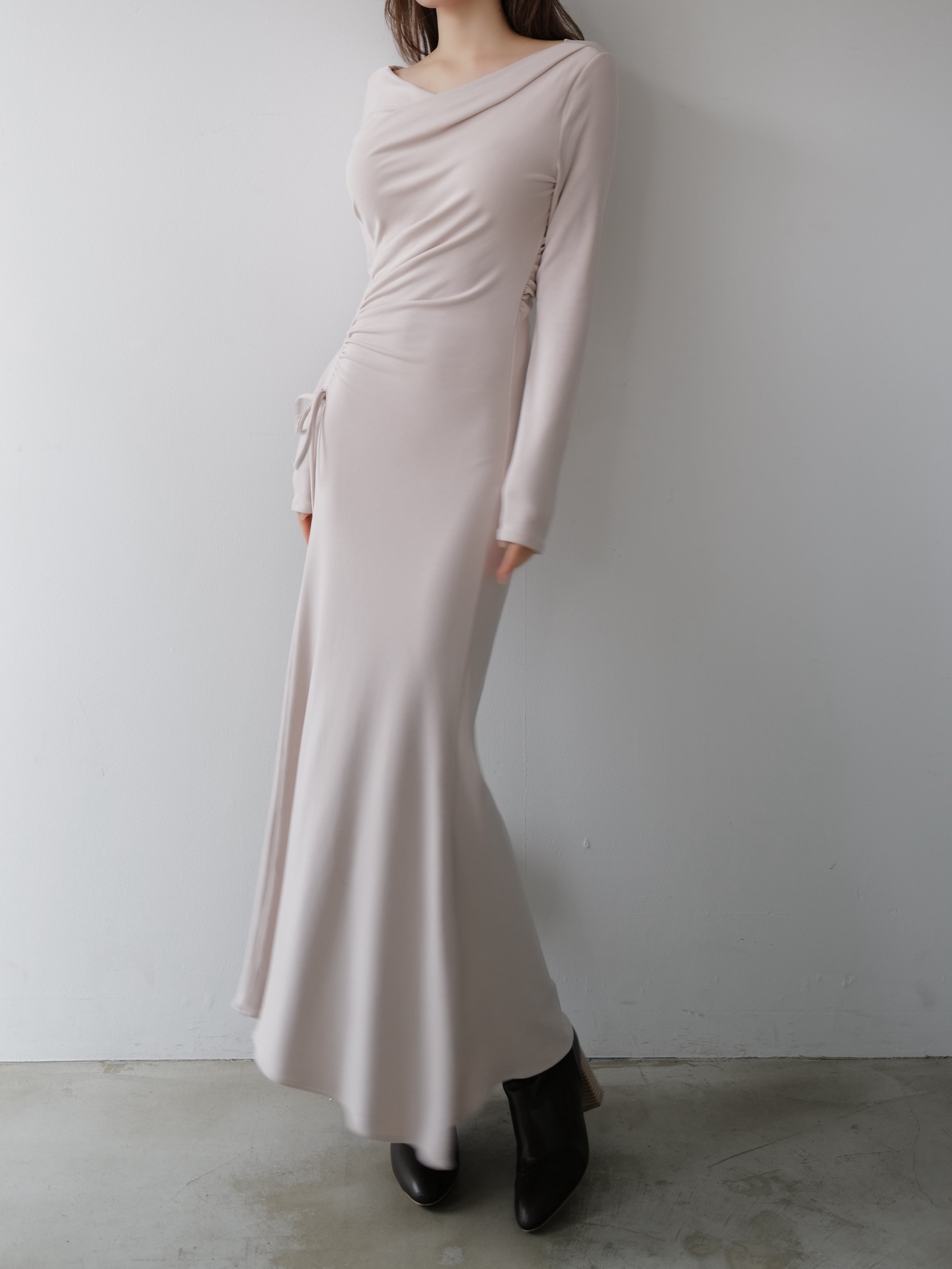 luxe shirring asymmetric dress – célon