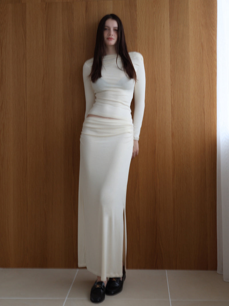 softly ruched long sleeve shirt