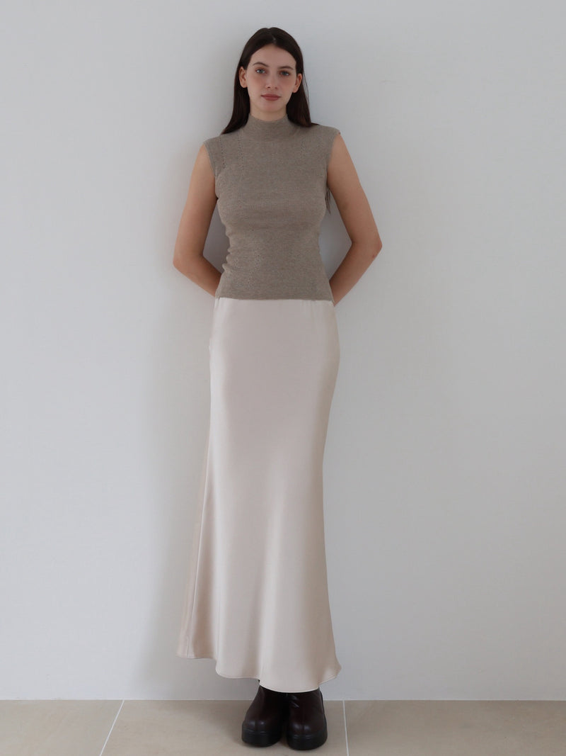 shiny cap sleeve knit top