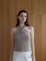 front crossed halter knit top