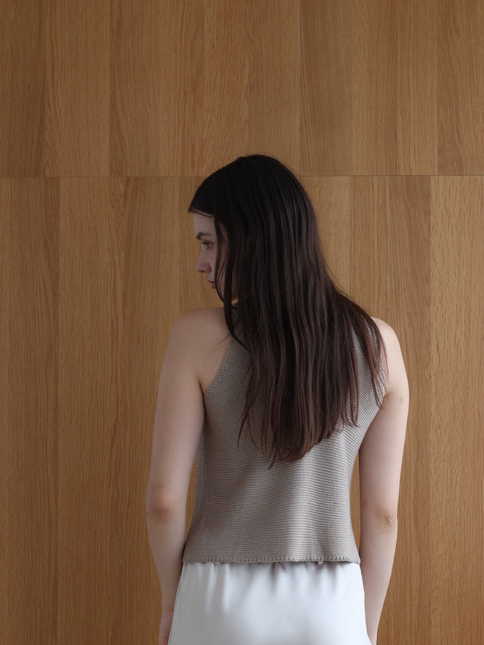 front crossed halter knit top