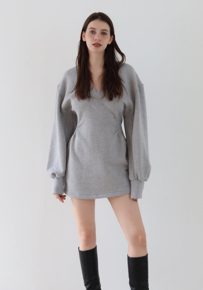 sweat hourglass v neck dress