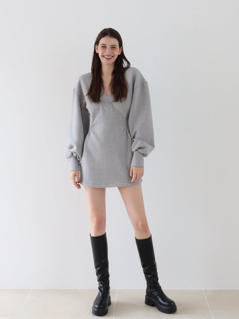 sweat hourglass v neck dress