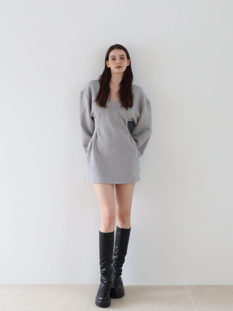 sweat hourglass v neck dress