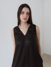 vegan leather v neck dress