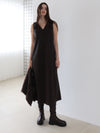 vegan leather v neck dress