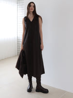 vegan leather v neck dress