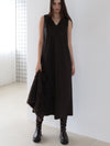 vegan leather v neck dress