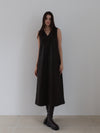 vegan leather v neck dress