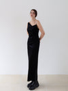 velour asymmetry drape cami dress