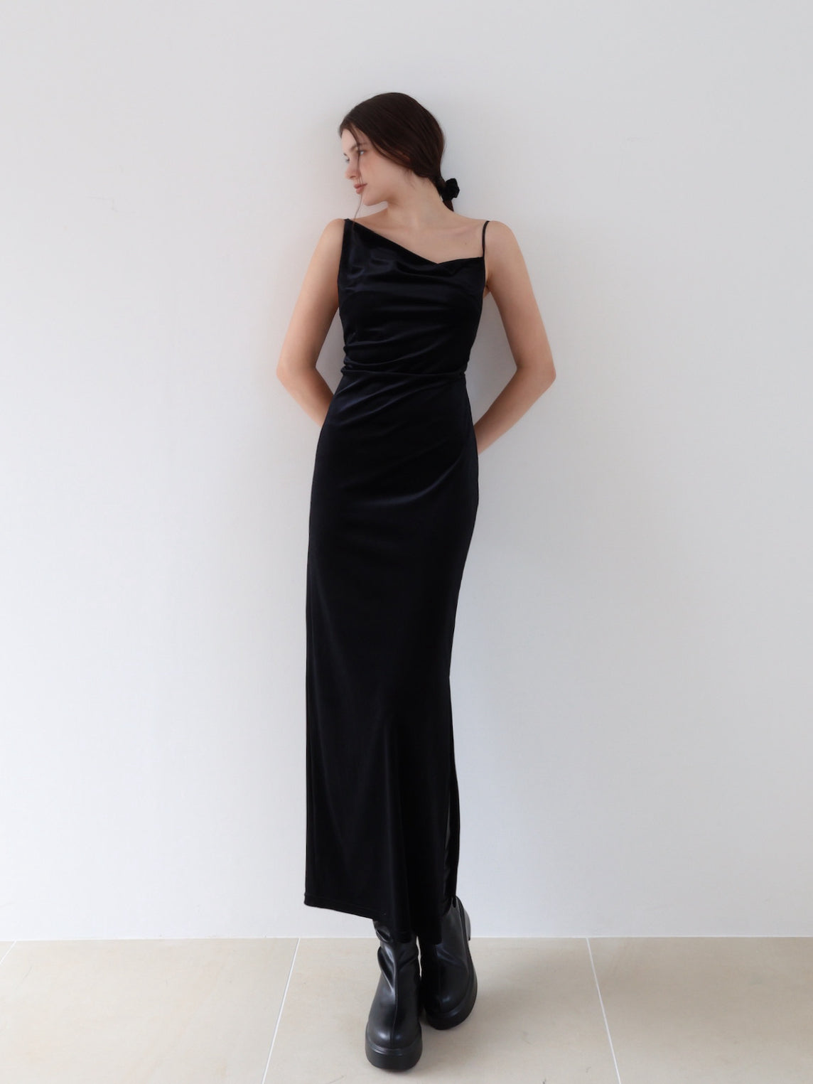 ワンピース asymmetry drape cami dress/maisoncelon asymmetry drape cami dress – célon
