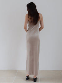 velour asymmetry drape cami dress