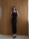 velour asymmetry drape cami dress