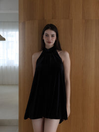 velour back open tie blouse