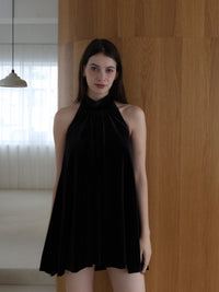 velour back open tie blouse