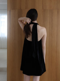 velour back open tie blouse