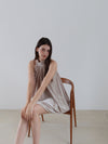 velour back open tie blouse